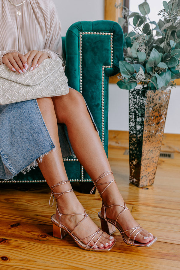 The Catalina Metallic Lace Up Heel In Pink