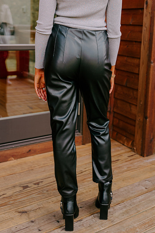The Luna High Waist Faux Leather Trousers In Black