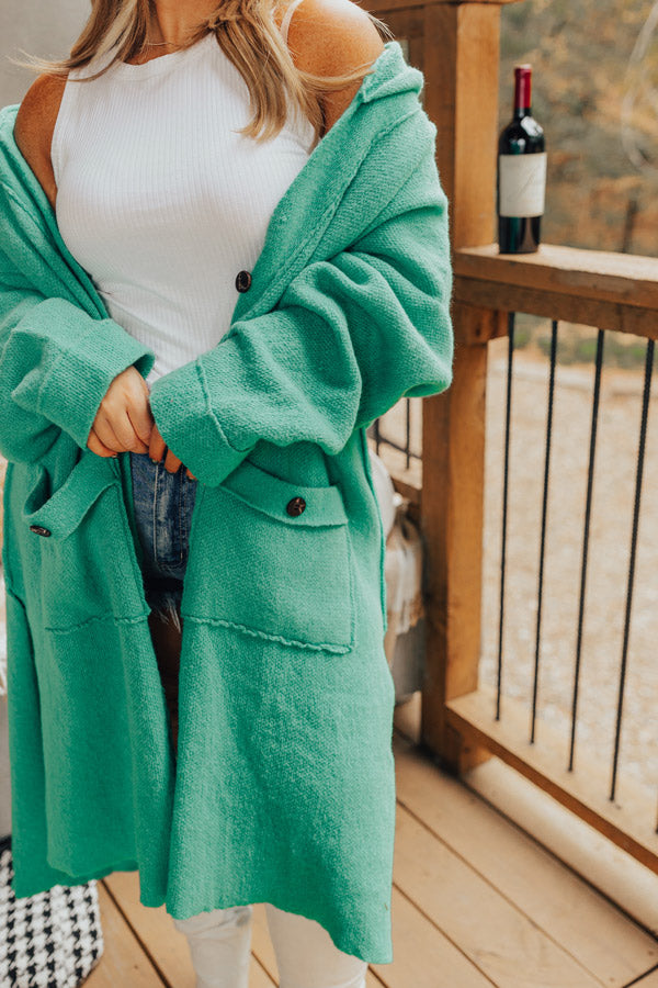 Start The Bonfire Duster Cardigan In Green Curves