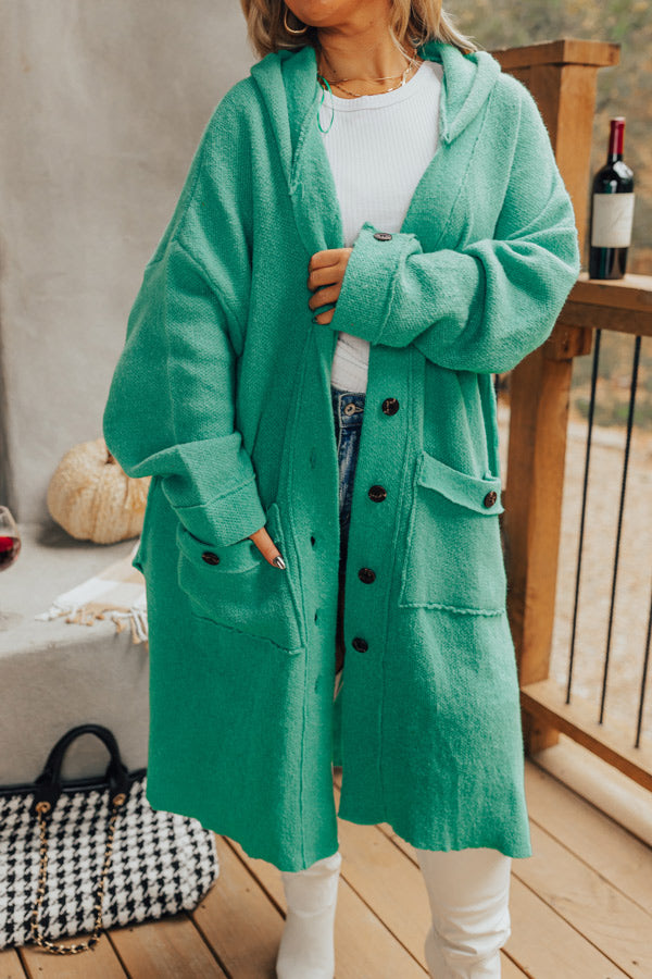 Start The Bonfire Duster Cardigan In Green Curves