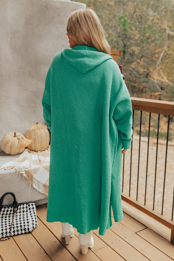 Start The Bonfire Duster Cardigan In Green Curves