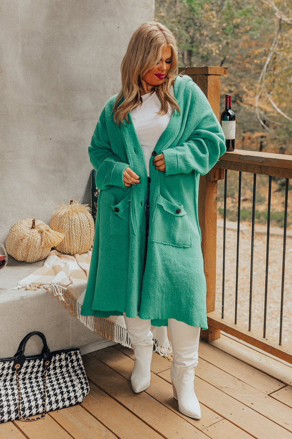 Start The Bonfire Duster Cardigan In Green Curves