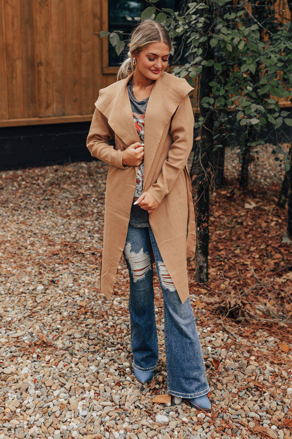 Hiding Out Light Weight Coat In Iced Mocha