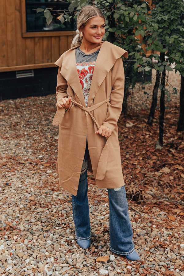 Hiding Out Light Weight Coat In Iced Mocha