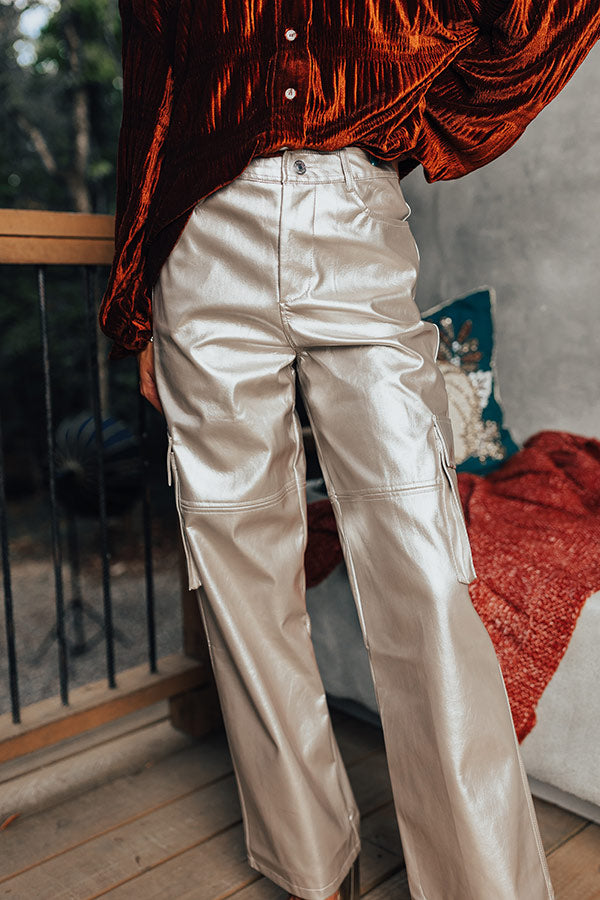 The Hannah High Waist Metallic Cargo Pants