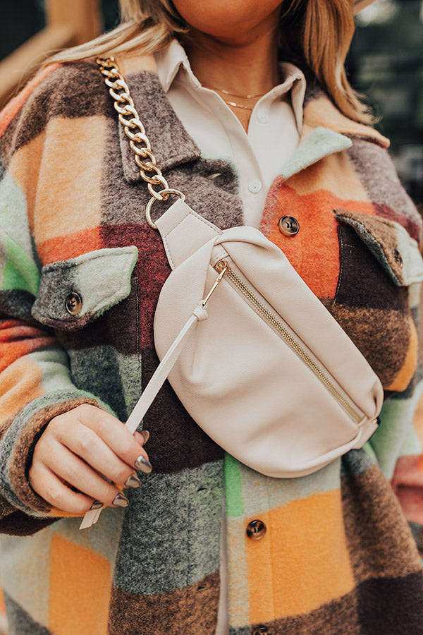 Modern Muse Faux Leather Fanny Pack In Cream