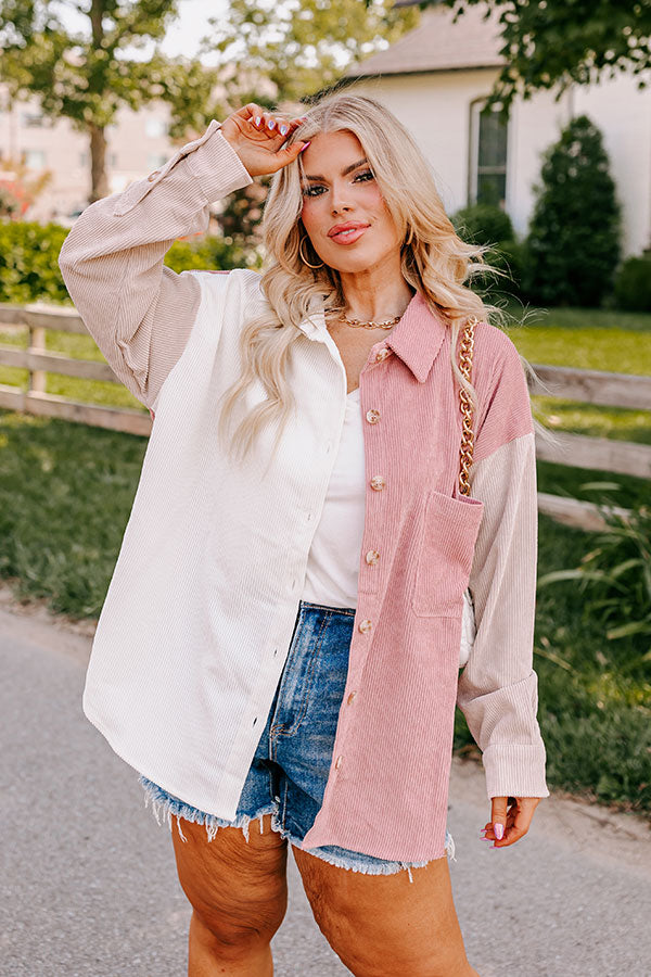 Caught Crushing Corduroy Jacket In Blush Curves