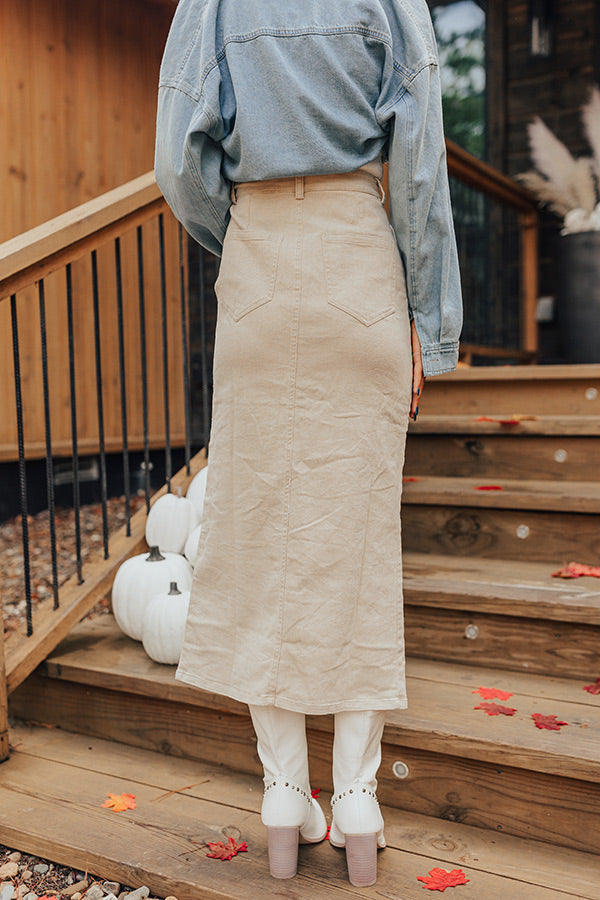 The Bristol High Waist Denim Skirt In Cream