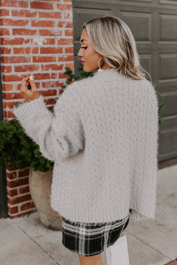 Fall Gratitude Embellished Cardigan In Grey