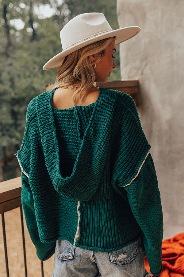 Toasty Times Knit Hoodie In Green