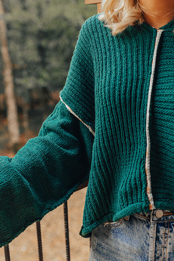 Toasty Times Knit Hoodie In Green
