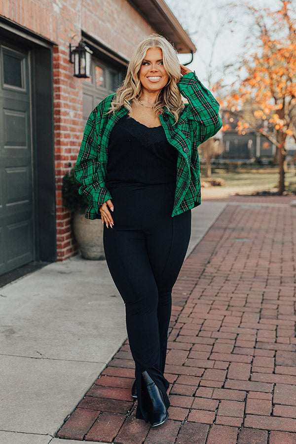 Evergreen State Of Mind Plaid Jacket In Green Curves