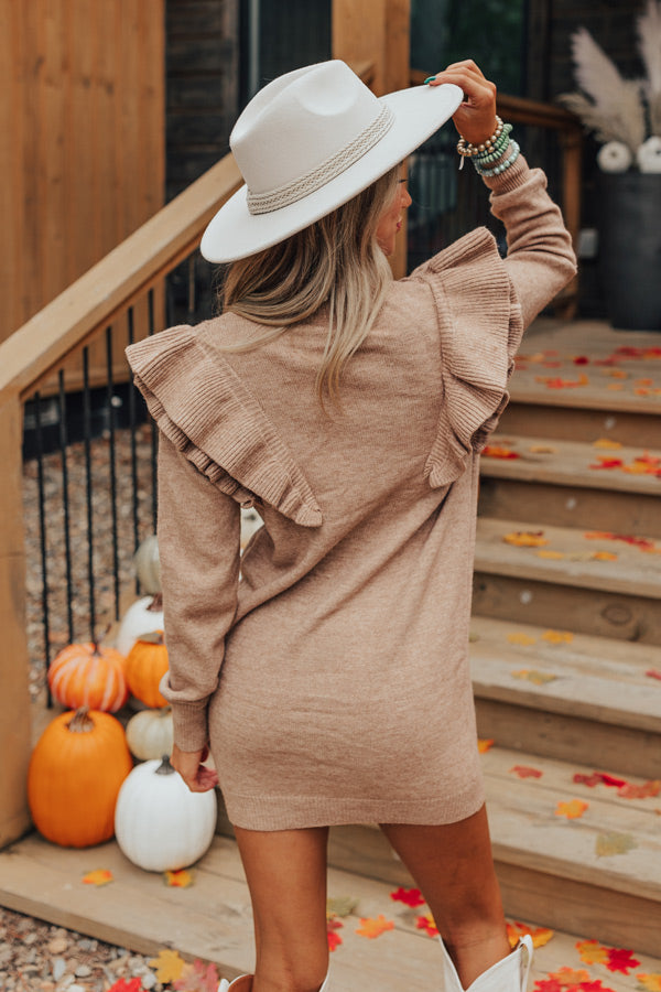 Coziest Place Sweater Dress In Mocha