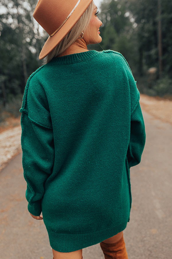 Cafe Cuddles Sweater Dress in Hunter Green