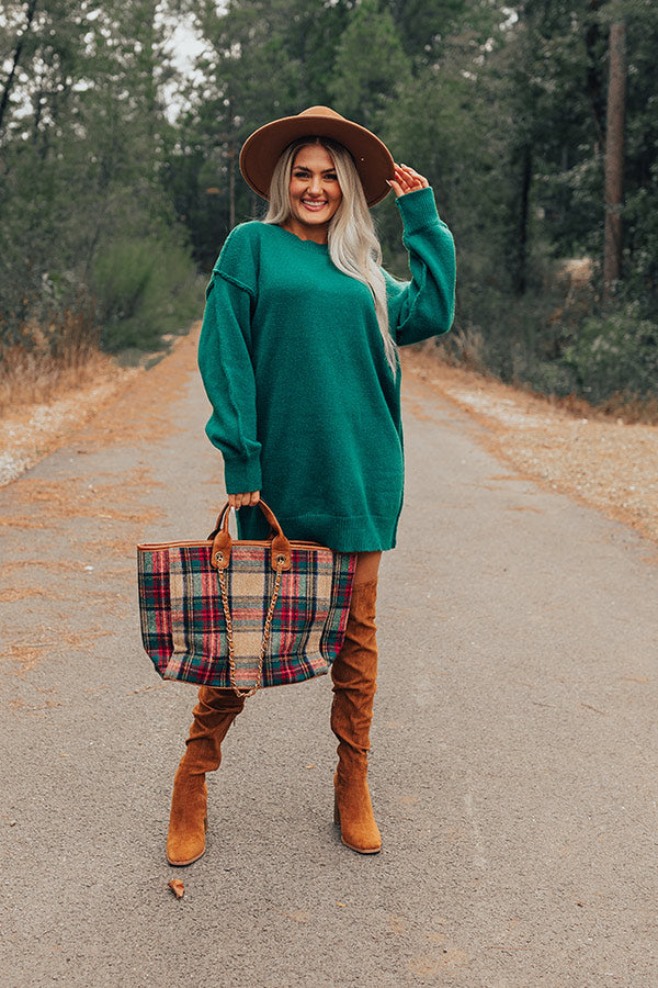 Cafe Cuddles Sweater Dress in Hunter Green