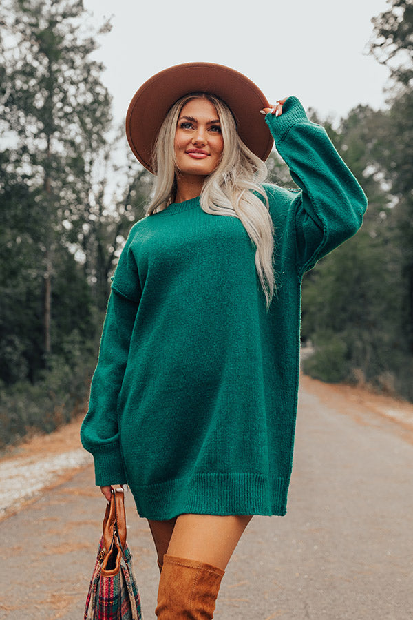 Cafe Cuddles Sweater Dress in Hunter Green