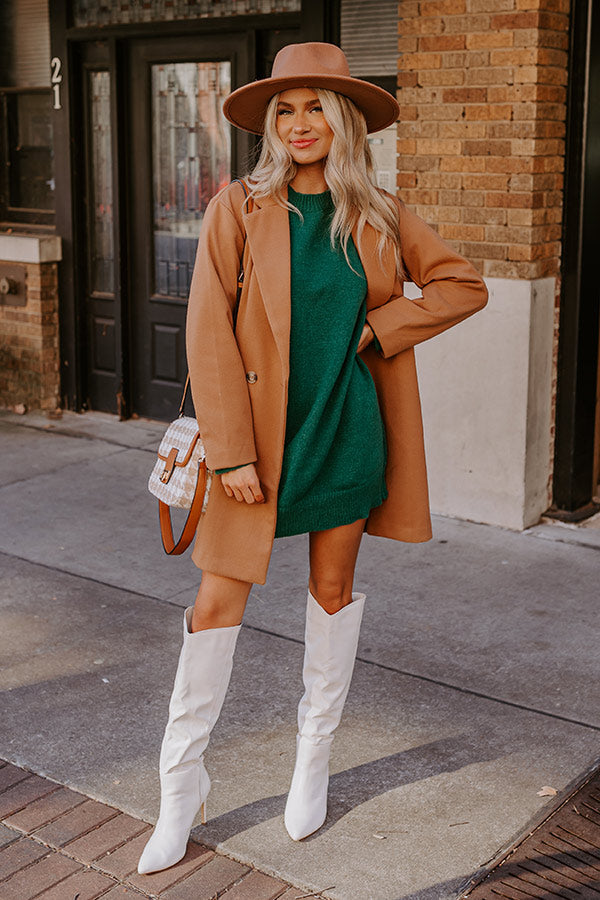 Cafe Cuddles Sweater Dress in Hunter Green