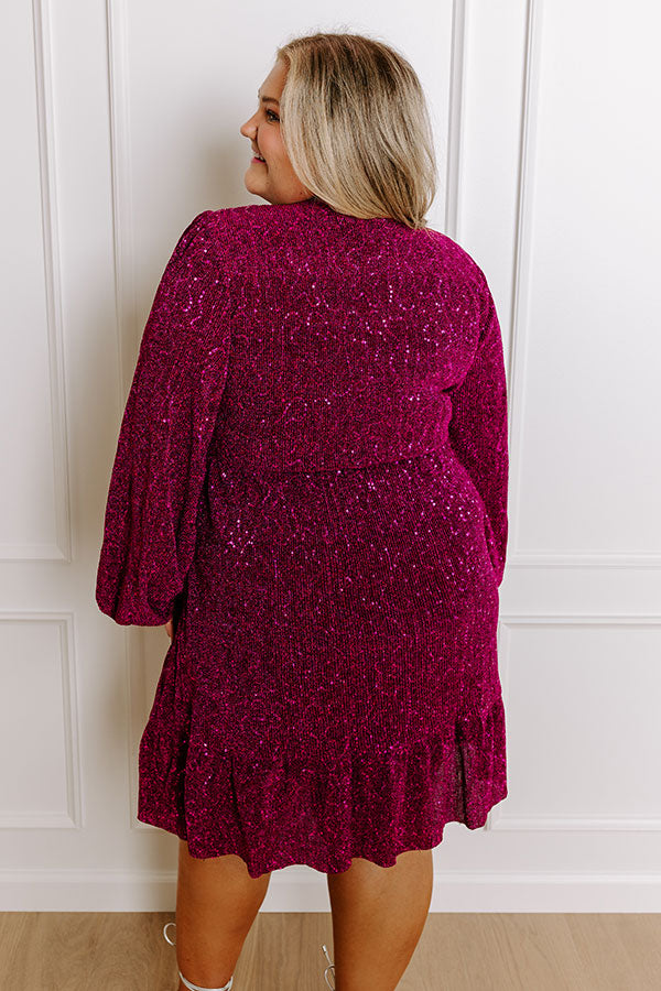 Sleek Sophistication Mini Dress In Dark Fuchsia Curves