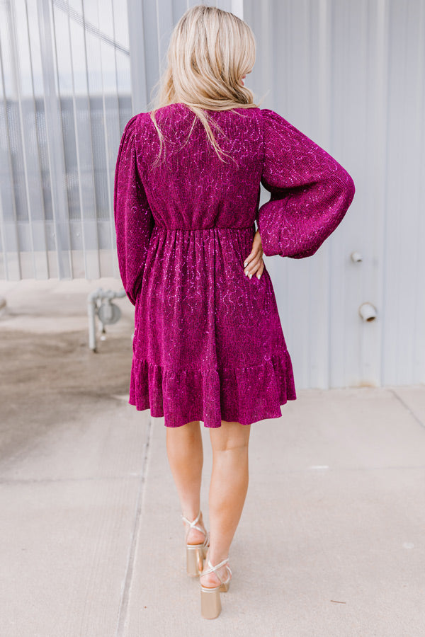 Sleek Sophistication Mini Dress In Dark Fuchsia