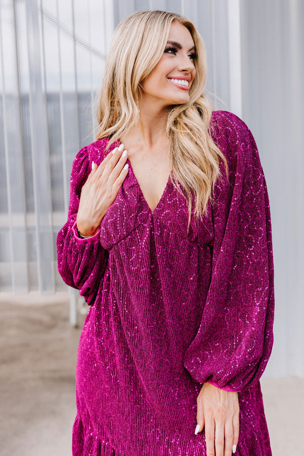 Sleek Sophistication Mini Dress In Dark Fuchsia