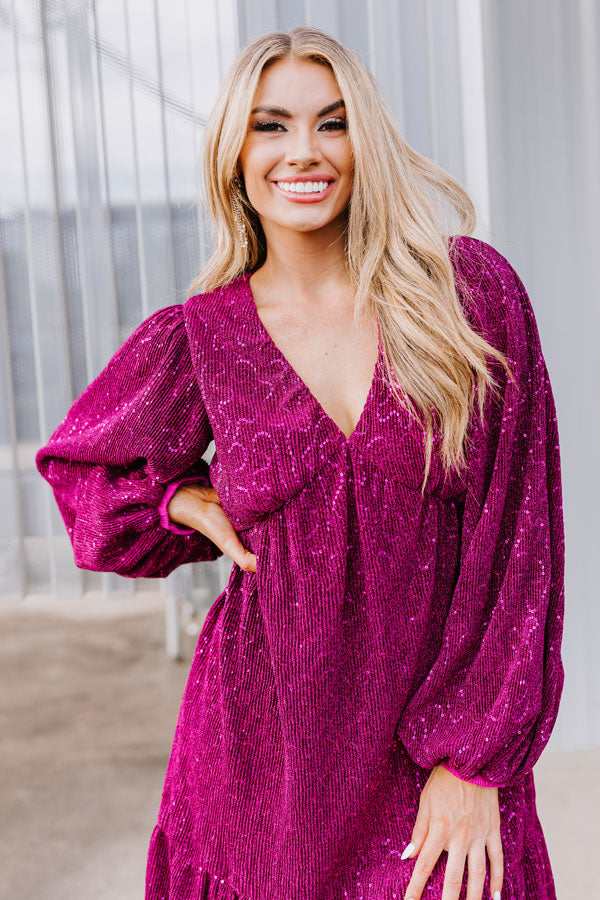 Sleek Sophistication Mini Dress In Dark Fuchsia