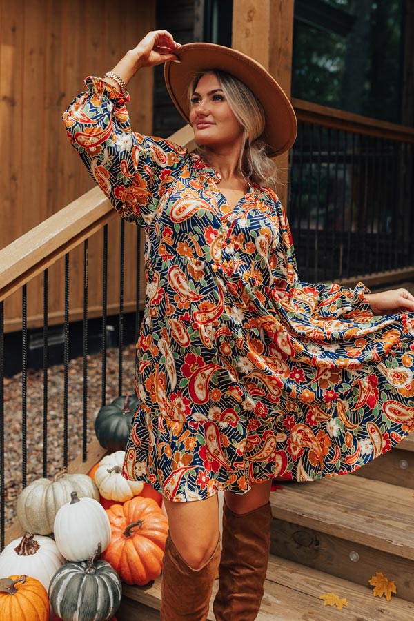 Slow Song Swaying Shift Dress in Navy