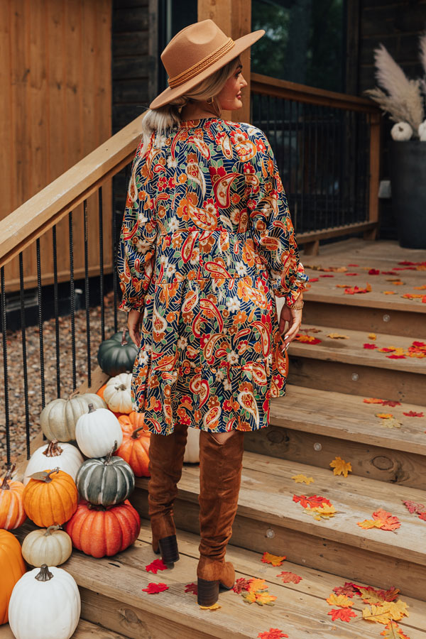 Slow Song Swaying Shift Dress in Navy