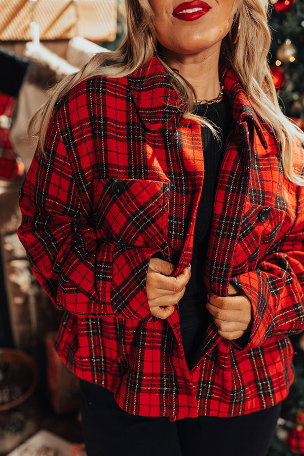 Evergreen State Of Mind Plaid Jacket In Red Curves