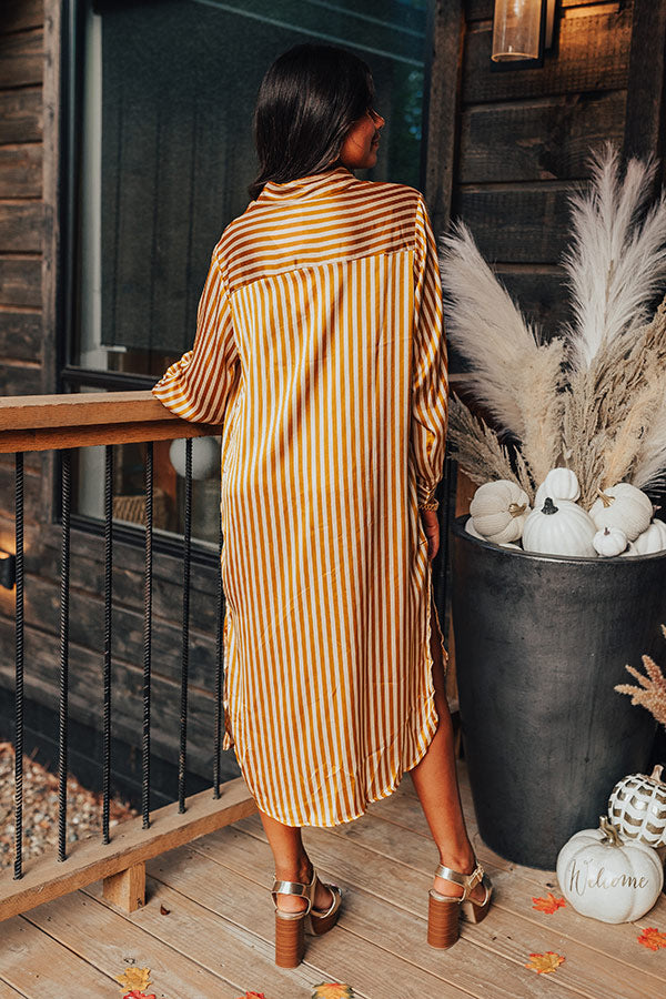 Clean Slate Stripe Midi In Mustard