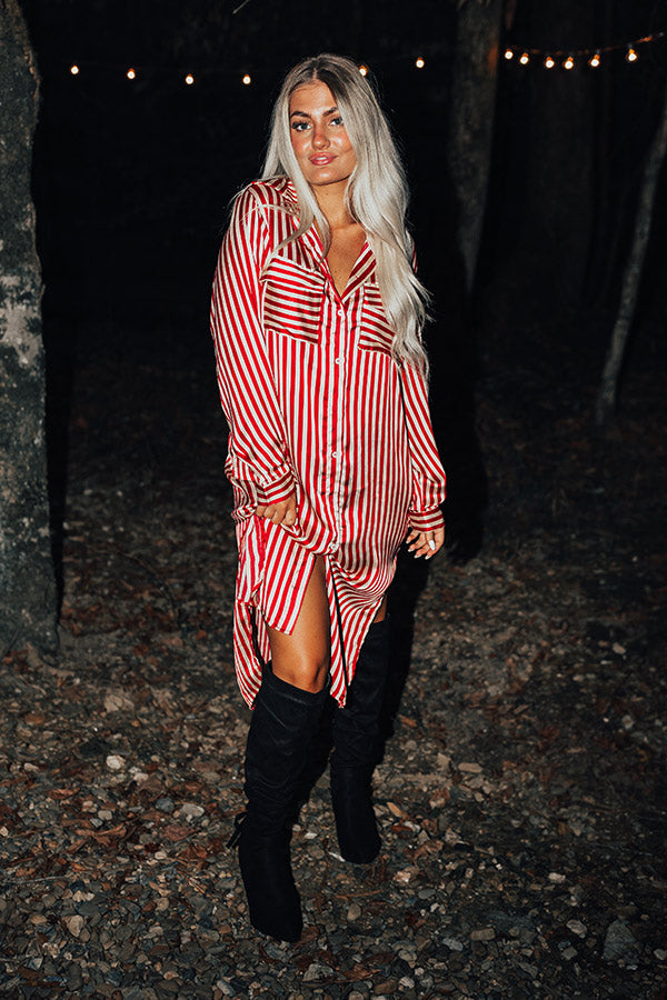 Clean Slate Stripe Midi In Red