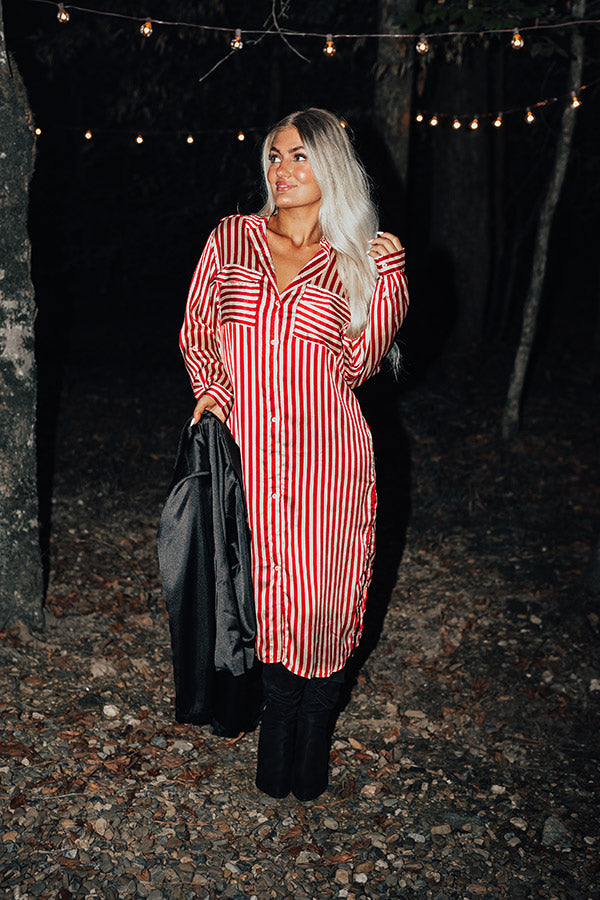 Clean Slate Stripe Midi In Red