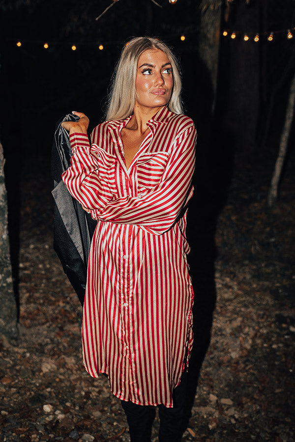 Clean Slate Stripe Midi In Red