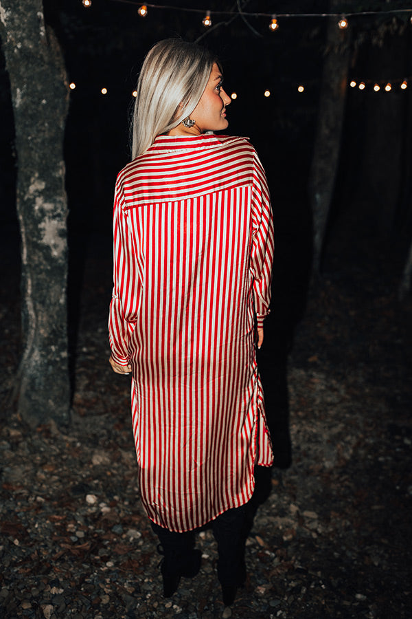 Clean Slate Stripe Midi In Red