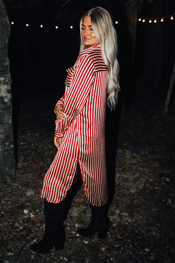 Clean Slate Stripe Midi In Red