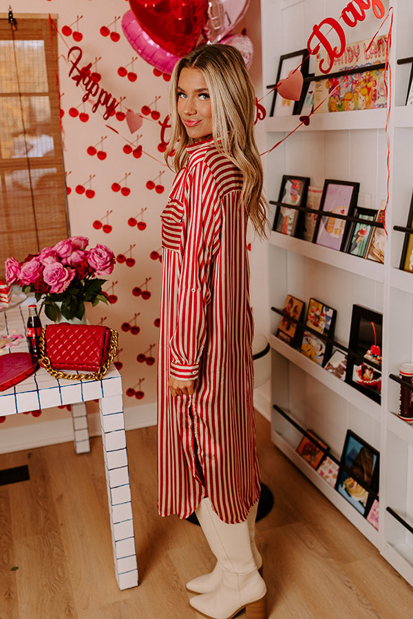 Clean Slate Stripe Midi In Red