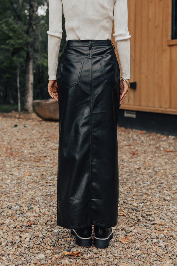 A Little Bit Flirty Faux Leather Skirt