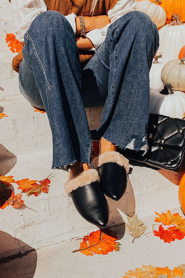 The Lily Faux Leather Flat In Black