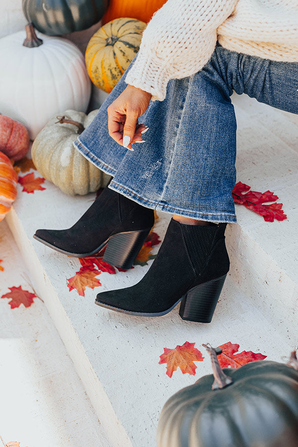 The Celine Faux Suede Bootie In Black