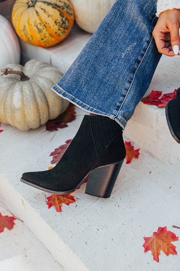 The Celine Faux Suede Bootie In Black