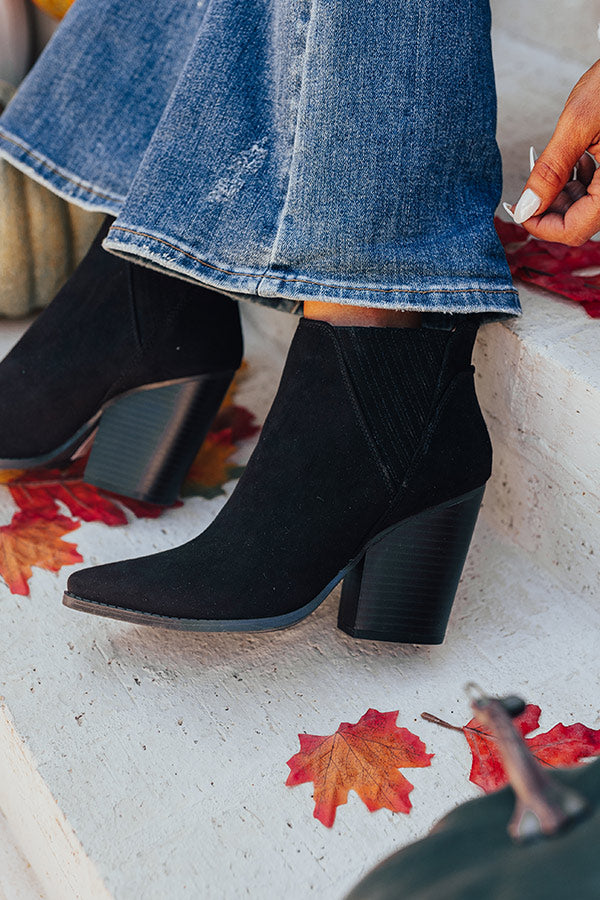 The Celine Faux Suede Bootie In Black