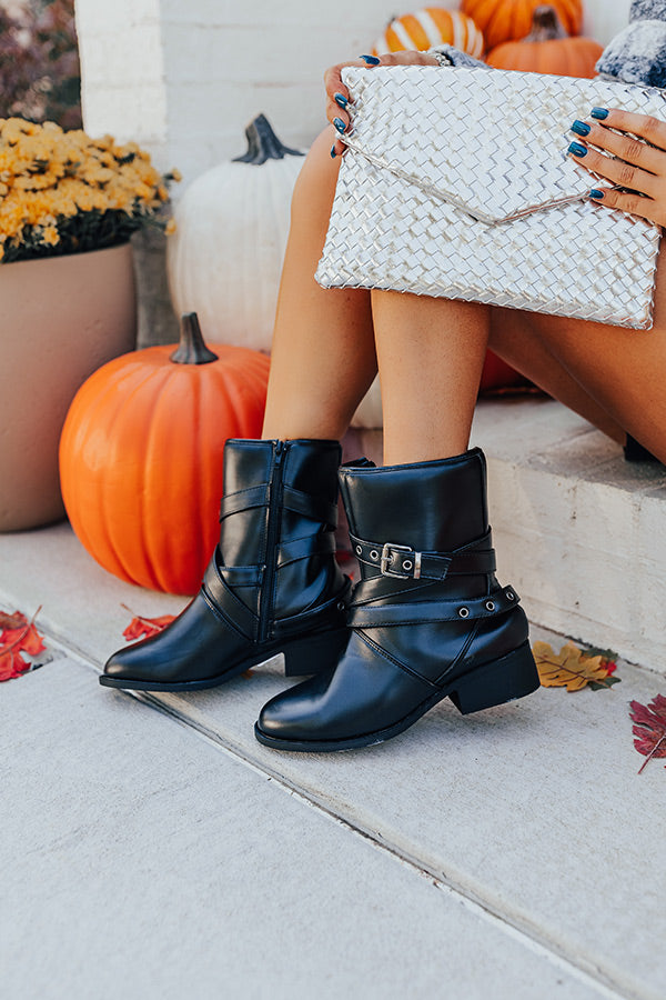 The Kristen Faux Leather Boot In Black