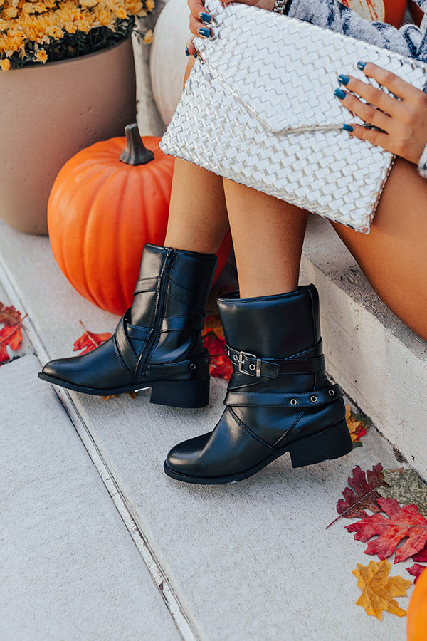 The Kristen Faux Leather Boot In Black