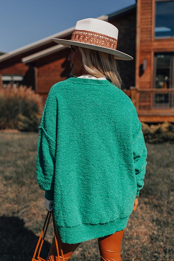 Rushing Winds Oversized Knit Sweater In Green