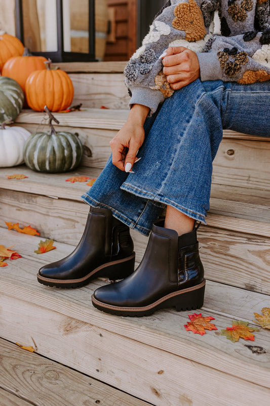 The Emily Faux Leather Boot In Black