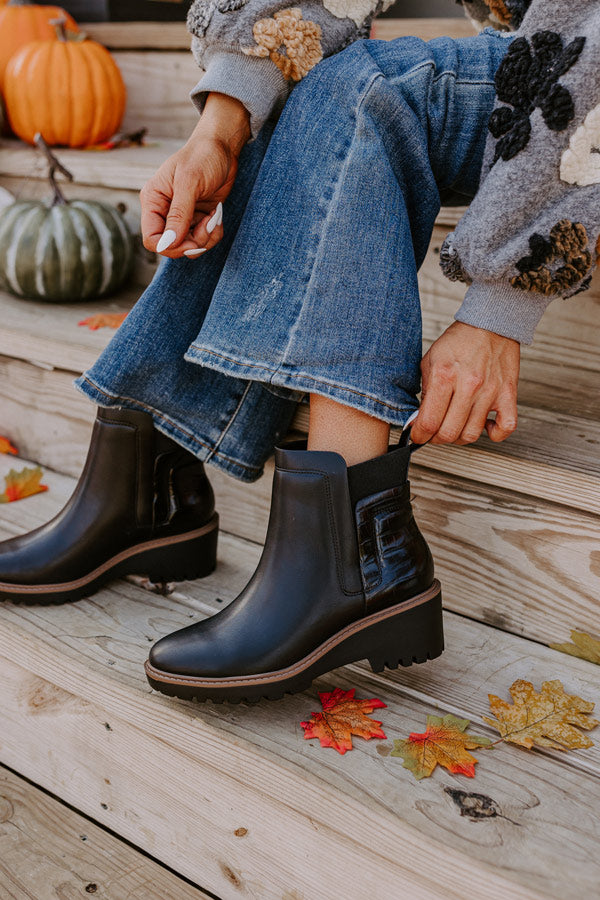 The Emily Faux Leather Boot In Black