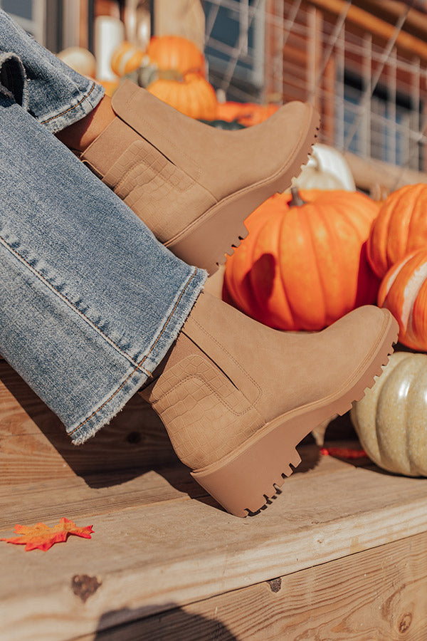 The Emily Faux Nubuck Boot In Warm Taupe