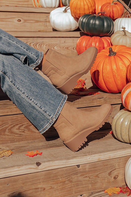 The Emily Faux Nubuck Boot In Warm Taupe