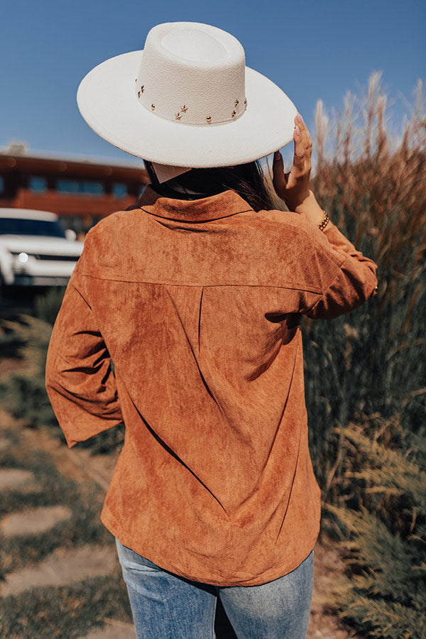 Long Way Home Faux Suede Button Up