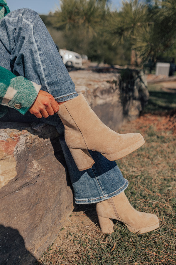 The Alondra Faux Suede Boot In Iced Latte