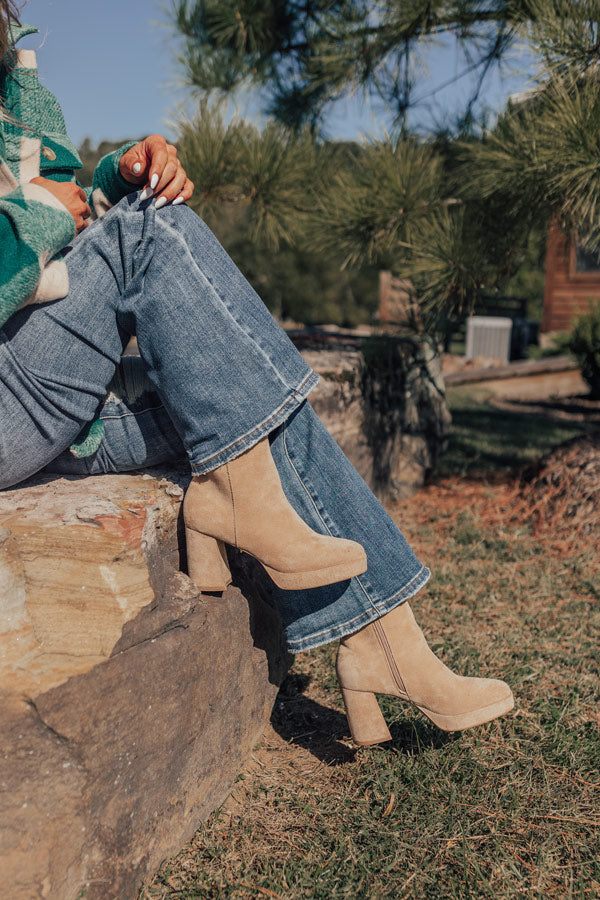 The Alondra Faux Suede Boot In Iced Latte